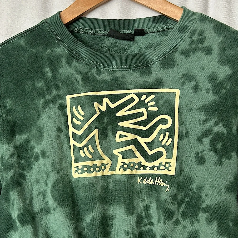 Keith Haring Comfy Green Tie Dye Long Sleeve Sweatshirt Top **Size XL** 🌺🌺 - Picture 3 of 4